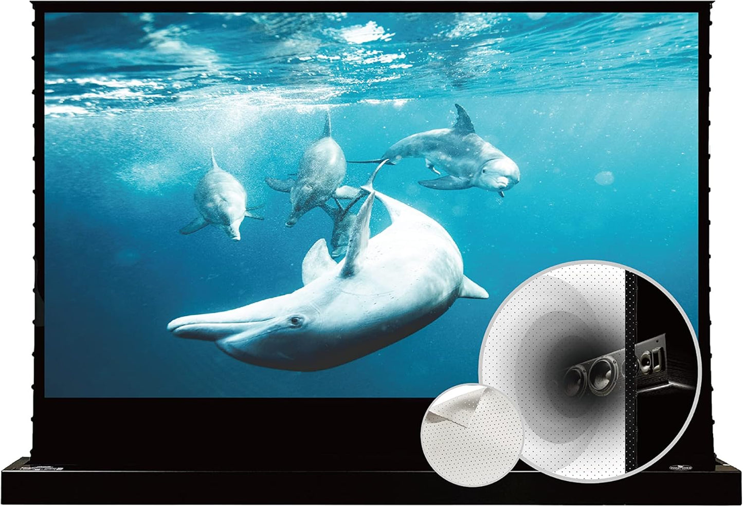 VIVIDSTORM-4K Movie Projector Screen S 100 Inch Sound Transparent Perforated Floor Rising White Fabric 4k HD Ready Home/Movie Theatre Work with Normal Throw Projector, VSDSTPW100H