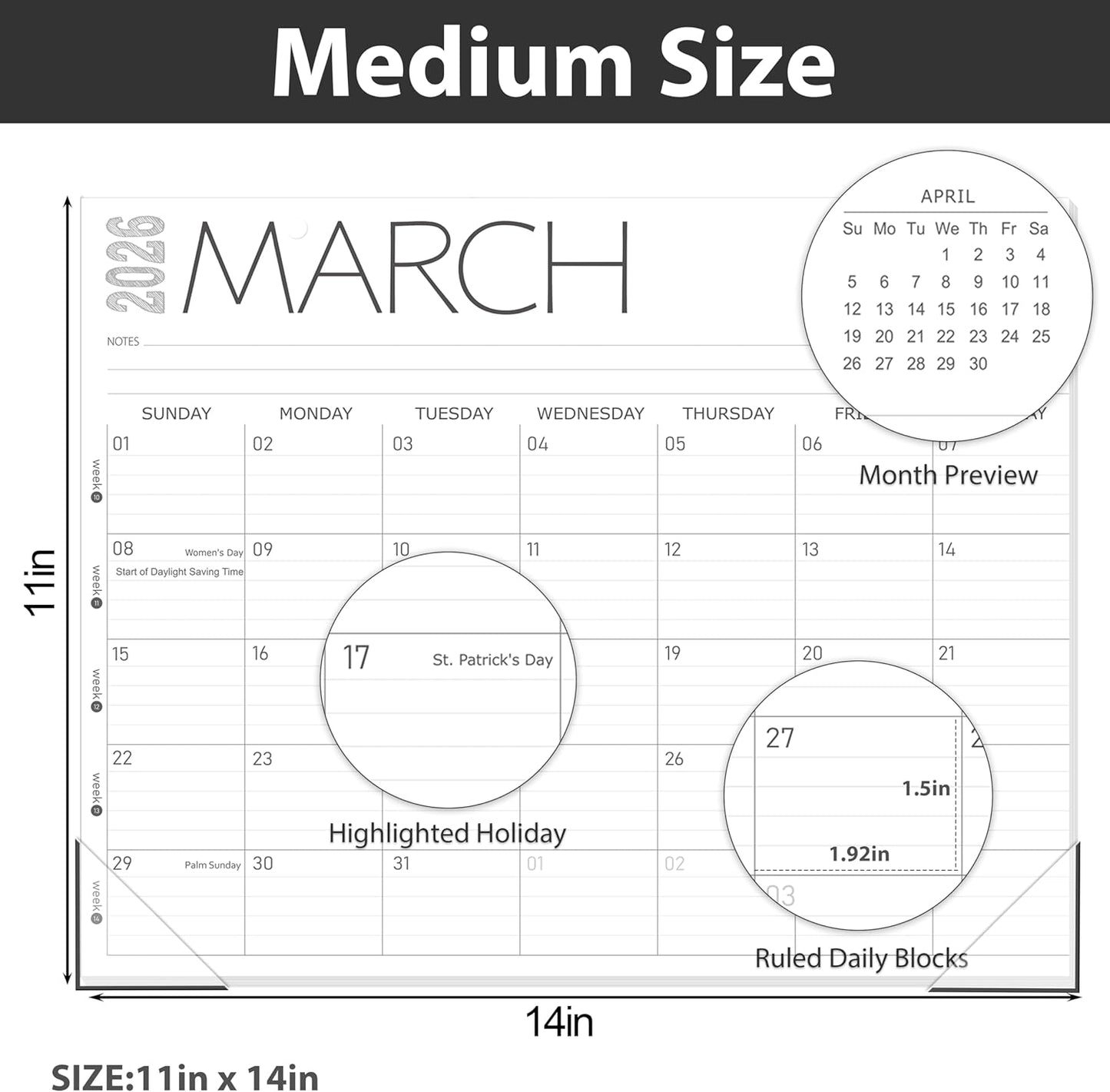 GuassLee Desk Calendar 2026, 12-Month Desk Calendar from January. 2026 to December. 2026, 14" X 11" Monthly Desk Planner, Table Desk Top Calendar with Thick Paper for Office Home Planning & Organizing