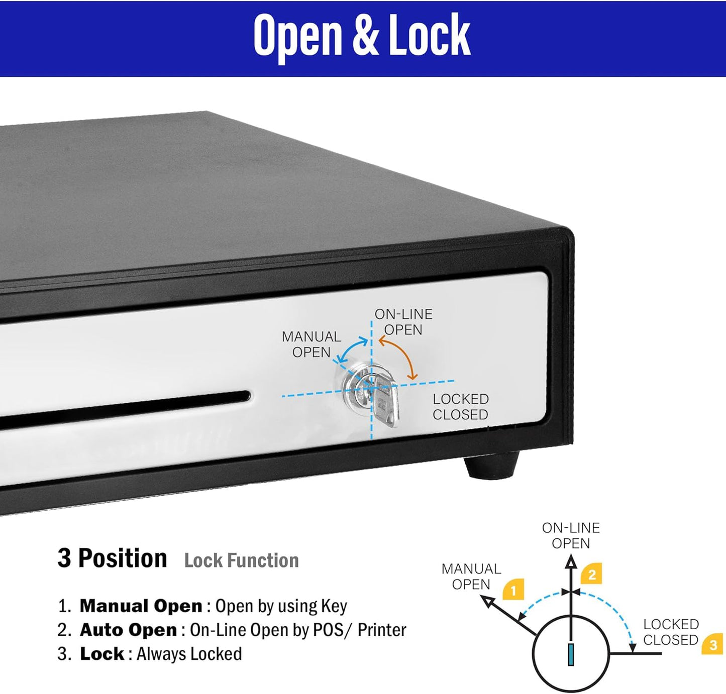 SAM4s 16" "Stainless Steel" Front Heavy Duty Black POS Cash Drawer with 5Bill/5Coin