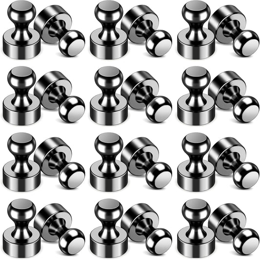 VNDUEEY 24Pcs Black Fridge Magnet Refrigerator Magnets, Magnets for Whiteboard, Small Strong Magnet for Kitchen, Office, School, Locker, Metal Decorative