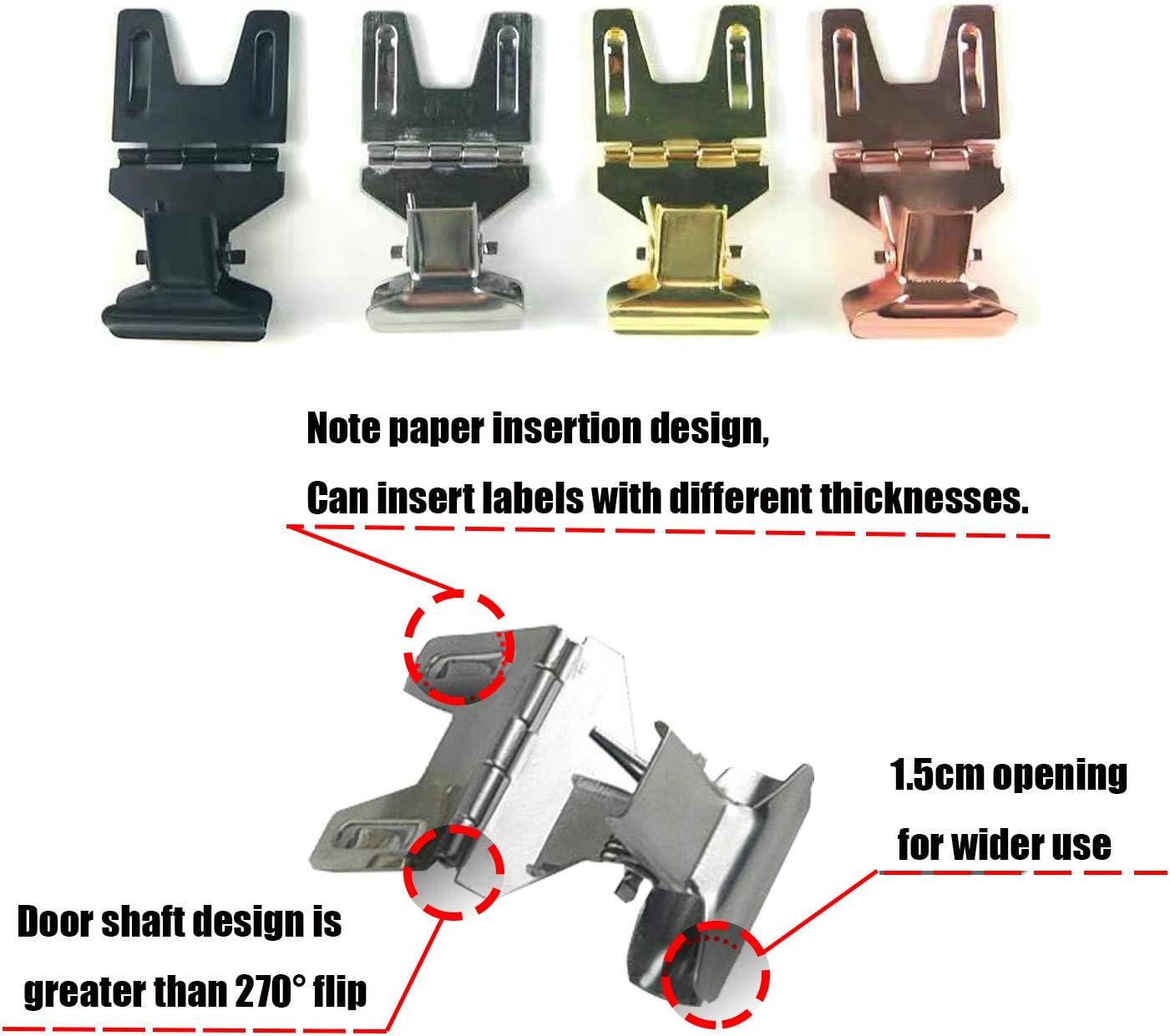 Metal POP Clip Sign Stand Holder, Bread Store Price Tag Card Holder, Advertising Display Clip Holder (Rose Gold, 20Pack)