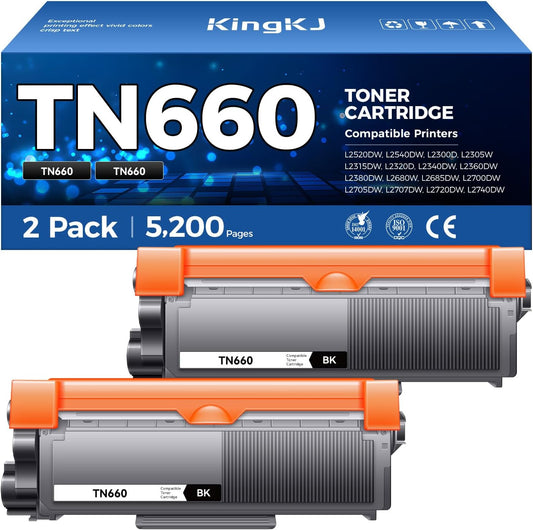 TN660 Black Toner Cartridge 2-Pack Replacement Compatible for Brother TN-660 TN630 Toner HL-L2380DW HL-L2320D HL-L2340DW DCP-L2540DW MFC-L2700DW MFC-L2720DW HL-L2300D HL-L2360DW DCP-L2520DW Printer