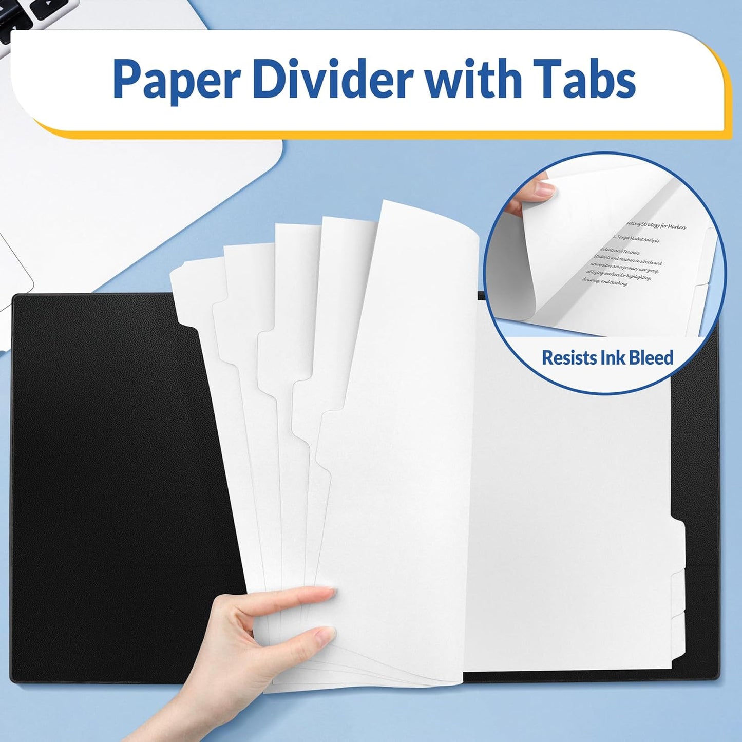 SUNEE Binder Dividers with Tabs for 3 Ring Binder, 8.5 x 11 Paper White Binder Dividers Blank with 8 Tabs, 12 Sets Page Dividers for School, Office and Home, 96 Dividers