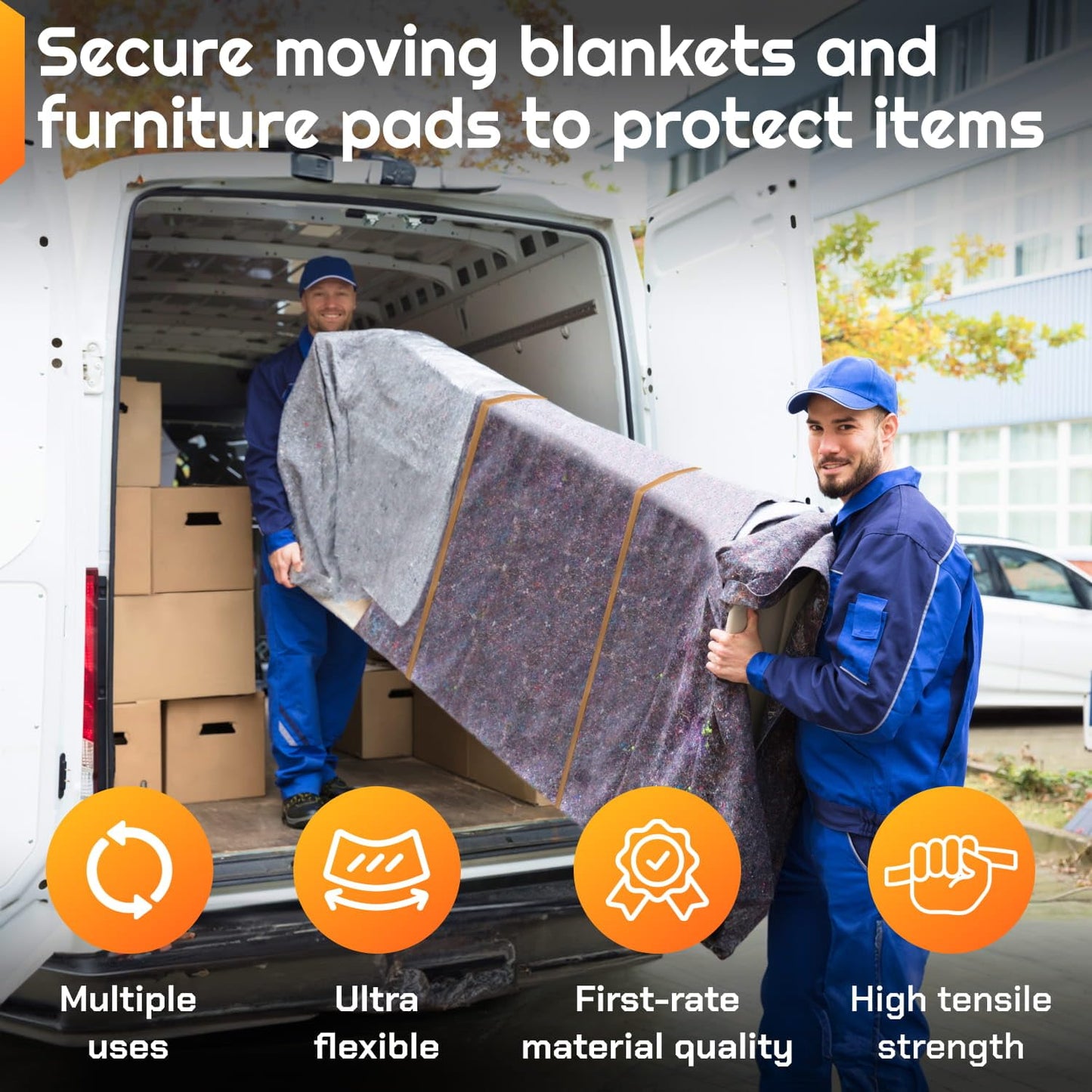 IDL Packaging 56" Strong, Elastic & Flexible Rubber Bands, Pack of 96, Beige - 2X Elasticity, 80% Natural Rubber - Extra Strong Mover Bands for Furniture, Boxes, Moving Blankets