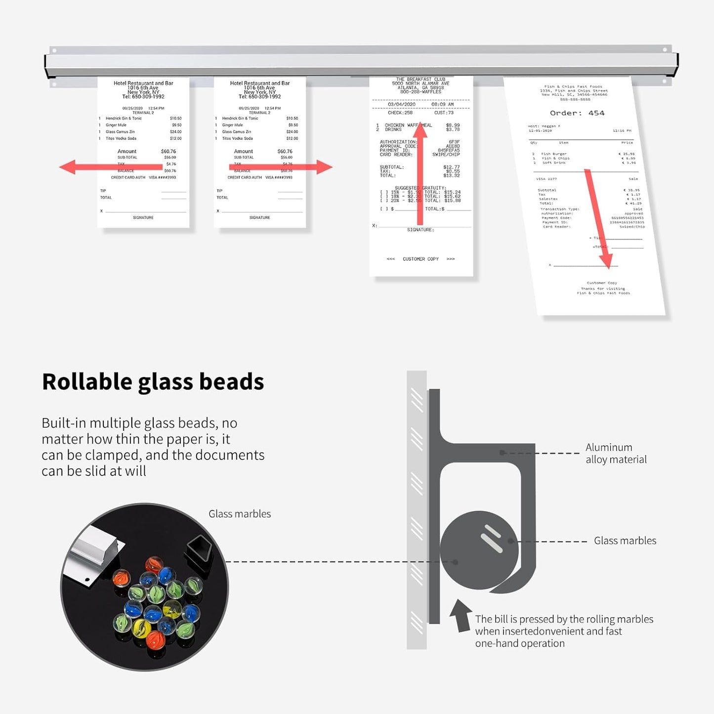CjgyzTicket Holder for Restaurant, 36/48/60 inches, Restaurant Order Holder，Durable and Easy to use, Suitable for Commercial Kitchens, cafes, Fast-Food(36 Inch, 2 Pcs) (36 Inch)