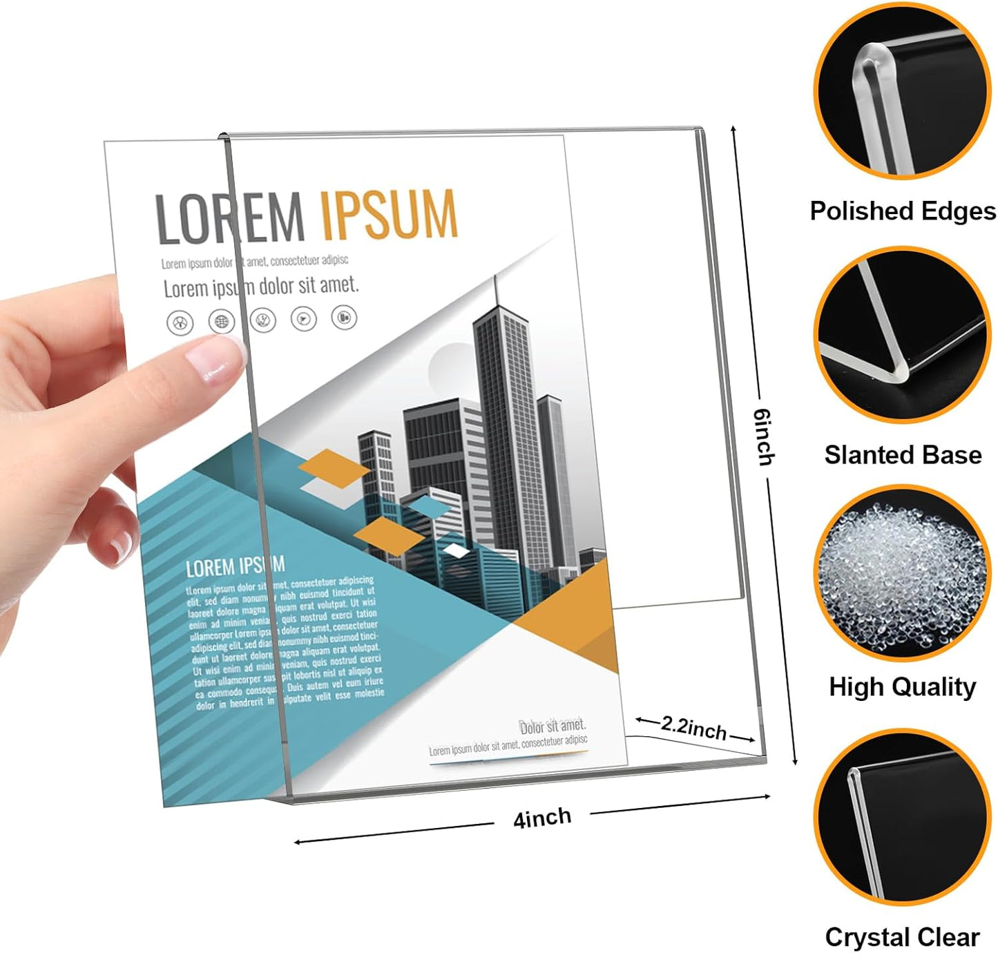 Acrylic Sign Holder 4x6, 22 Pack Clear Plastic Table Paper Display Stand, L-Shape Vertical Menu Holder Stand, Clear Picture Photo Flyer Display Stand for Restaurants, Store Show, Office Desktop