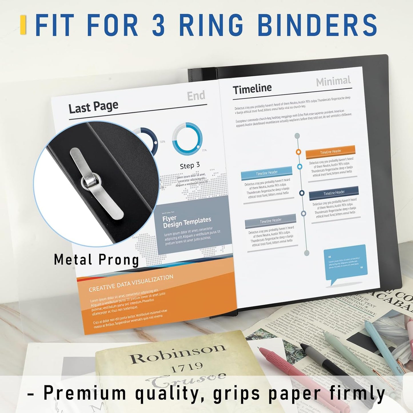 30 Pack Report Covers, COIDEA Report Covers with 3-Prong Fasteners, Presentation Folders for A4 and Letter Size Paper, Clear Front Report Covers Binder Bulk for School Business, 100 Sheet Capacity