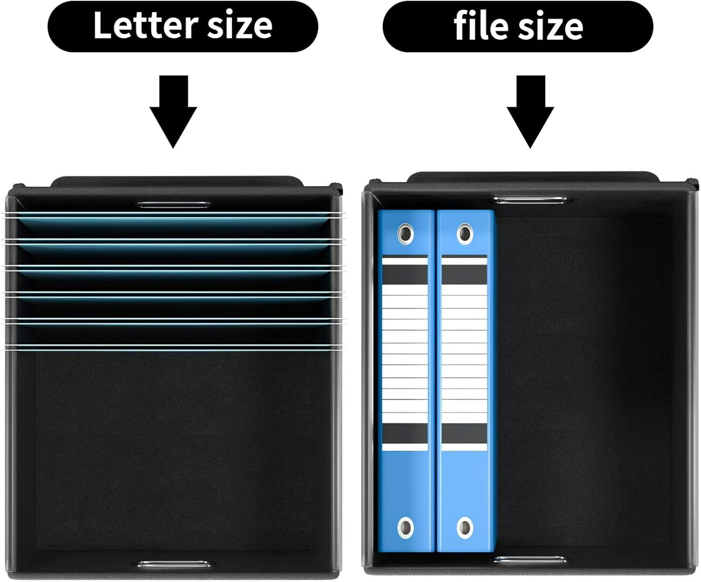 Huolewa Collapsible File Storage Organizer Box with Lid, Lattice Linen Office Document Storage, Universal Hanging Filing Organization Box for Letter/Legal Folder, Decorative Home File Bin
