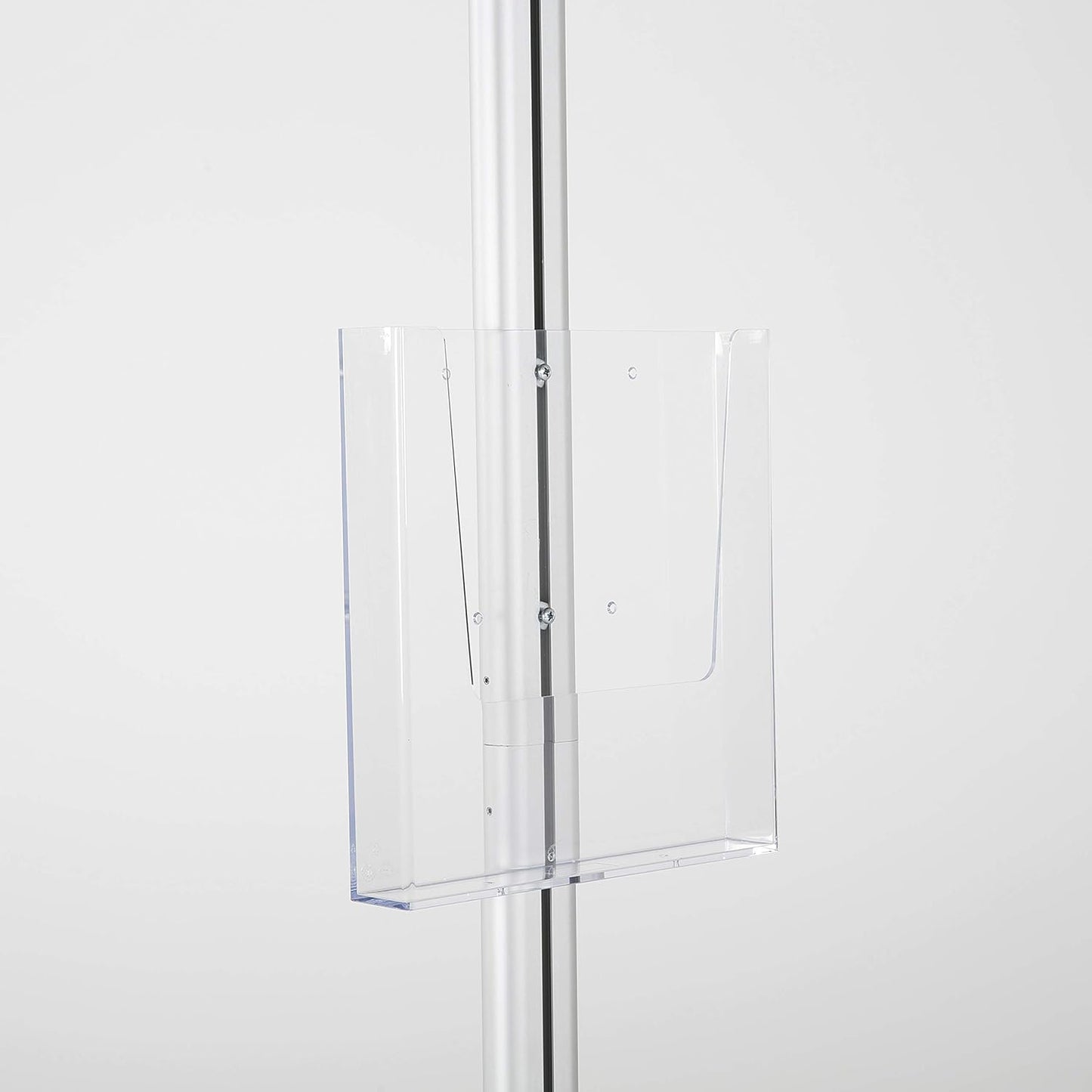 M&T Displays Free Standing Aluminum Display Stand Single Sided Document Brochure Sign Holder Front Loading Portrait Landscape Silver Snap Frame 1x(8.5x11) and Clear Acrylic Pocket 1x(8.5x11) Inch