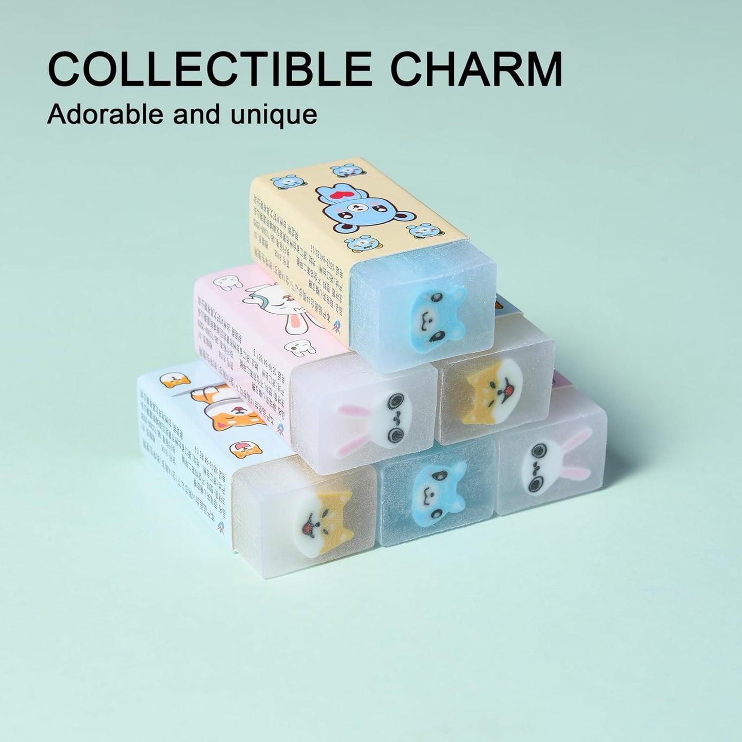 18Pcs Cute Animal Erasers for Kids Bulk, Kawaii Fun Pencil Jelly Erasers for School Classroom Supplies Prize Gifts Party Favors