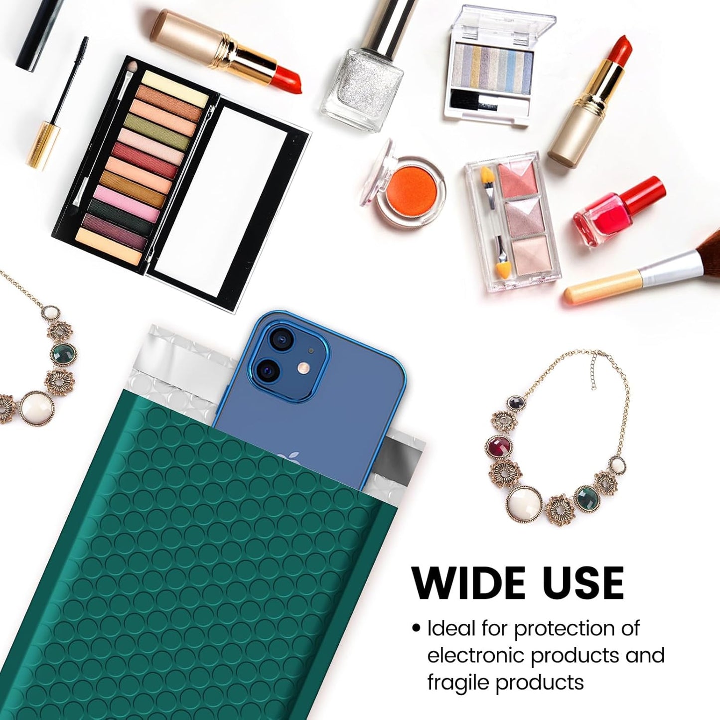 Fuxury Bubble Mailers 4x8" 800 Pack Forest Green Bubble Mailer Bulk Usable Size 4x7" Padded Envelopes Waterproof Shipping Envelopes Padded Mailers for Small Business Mailing #000