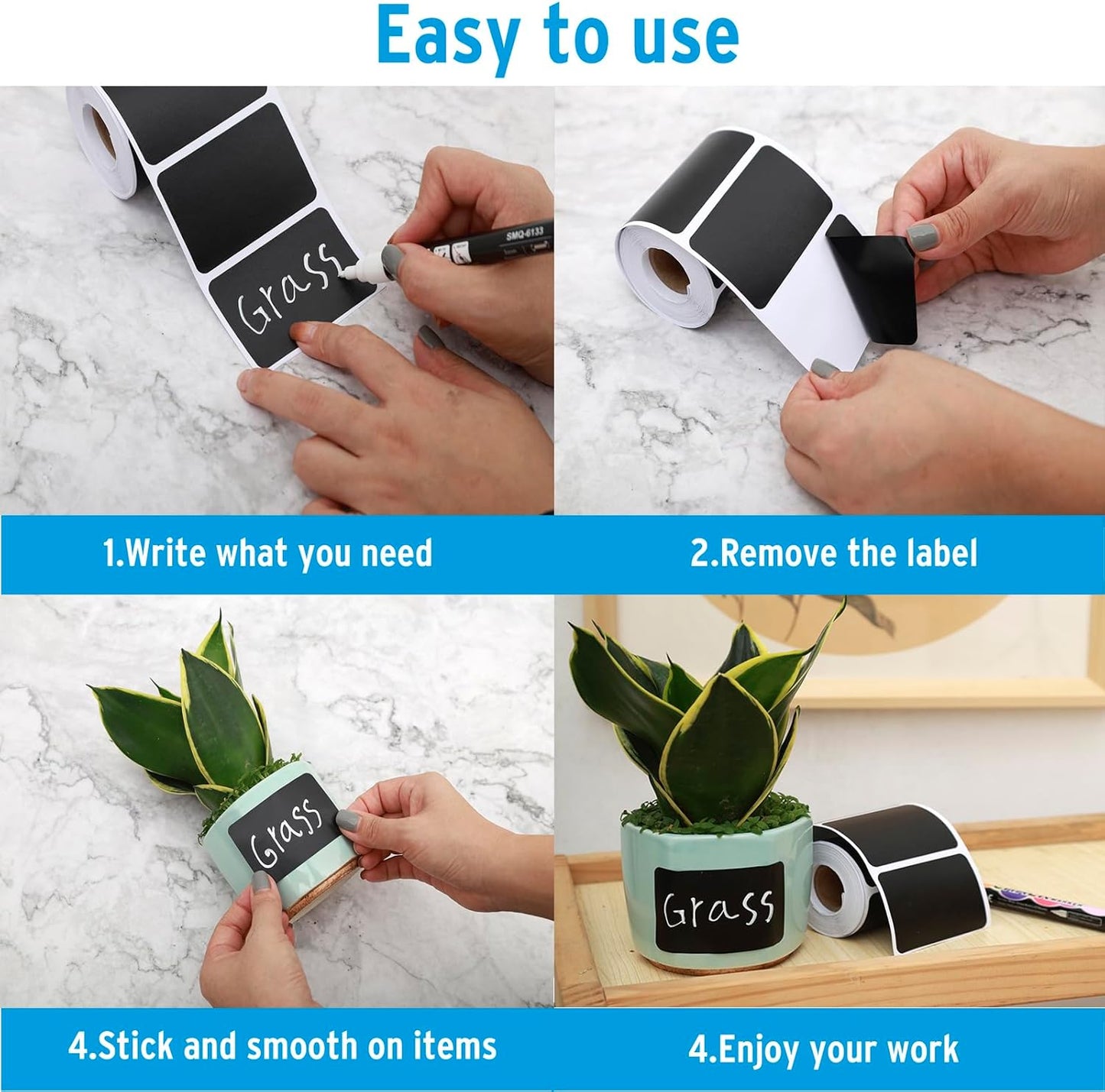 180 pcs Chalkboard Labels Waterproof Blackboard Reusable Sticker with White Chalk Marker, Wavy Chalkboard Labels for Containers, Mason Jars, Food Storage