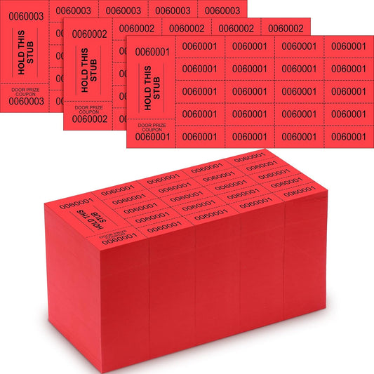 Kosiz 1000 Sheets 20 Bid Raffle Ticket Numbers Auction Tickets for Events & Church (Red)