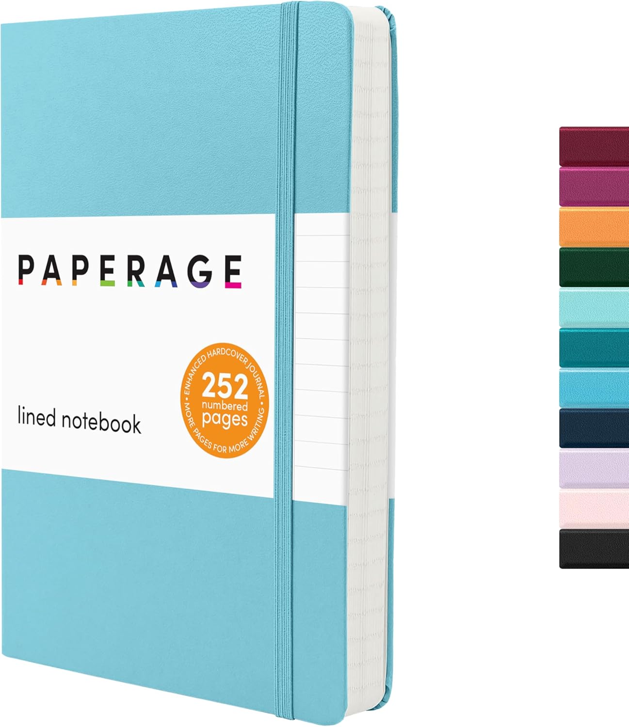 PAPERAGE Lined Journal Notebook, (Sky Blue), 252 Pages, Medium 5.6 in x 8 in - 100 GSM Thick Paper – Hardcover Journaling Notebook for Work, School & Note Taking