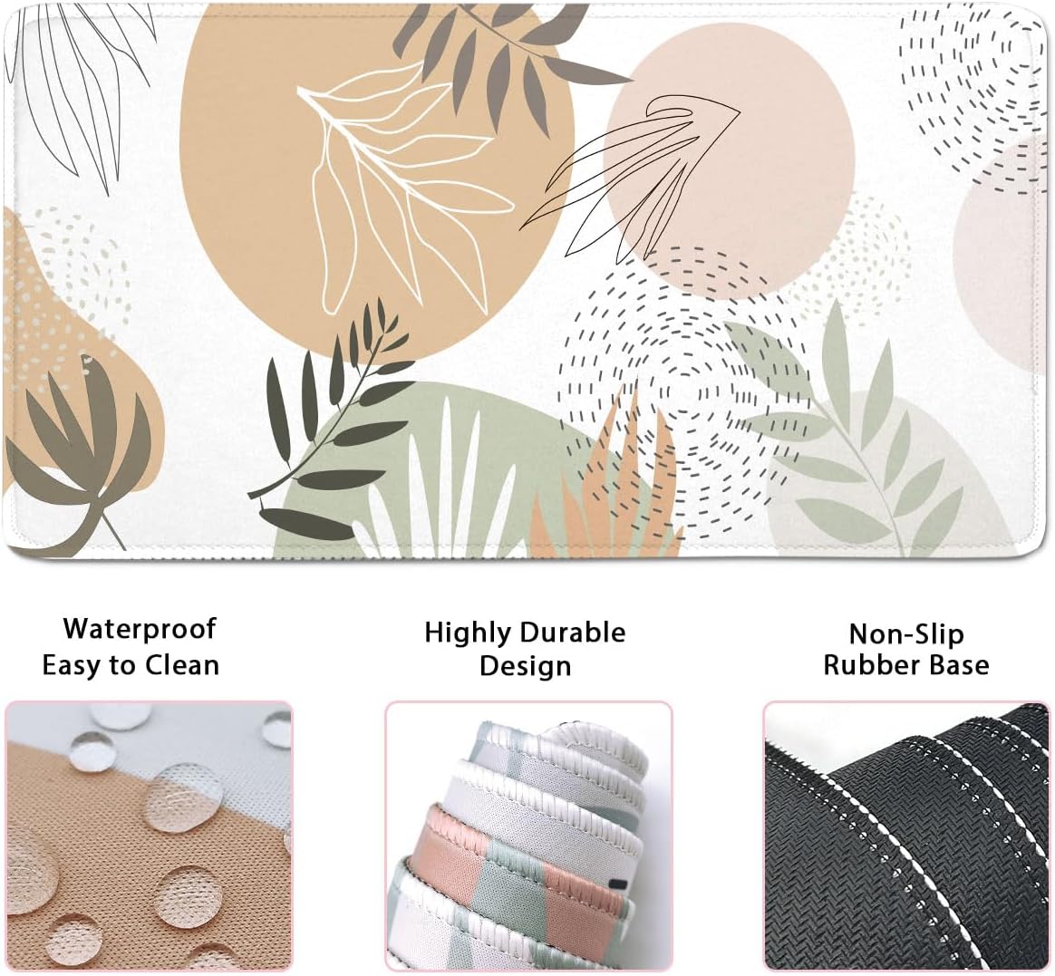 Keyboard Mouse Pad Set, Extended Mouse Pad+Keyboard Wrist Rest Support, Memory Foam Ergonomic Easy Typing, 4Pcs (35.4×15.7 in) Desk Pad Set for Home Office Study Game - Minimalist