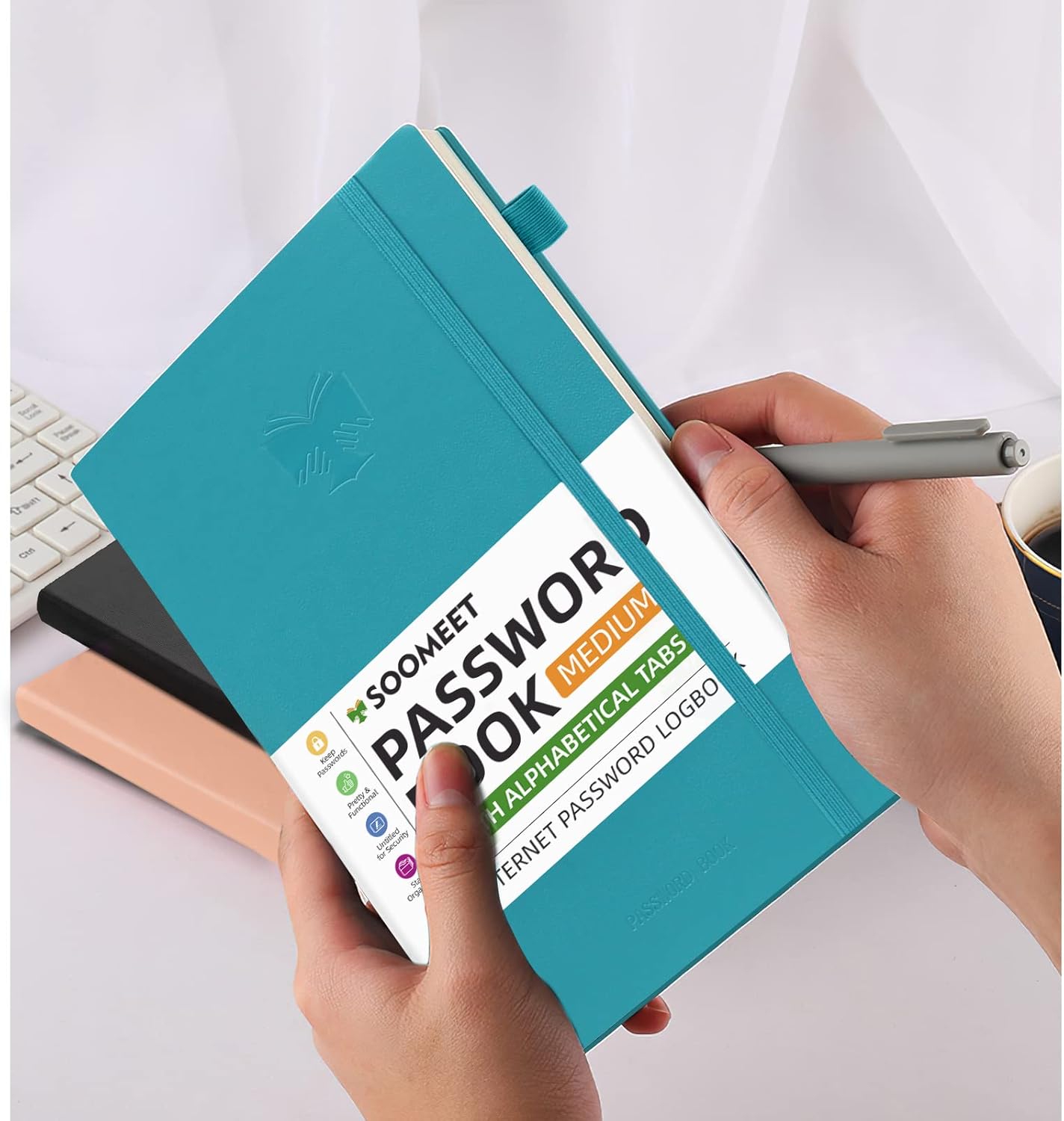 Password Book with Alphabetical Tabs, Hardcover Password Keeper, A5 Size 8.3"x6" Password Notebook for Saving Internet Login, Username, Password Organizer for Computer & Website