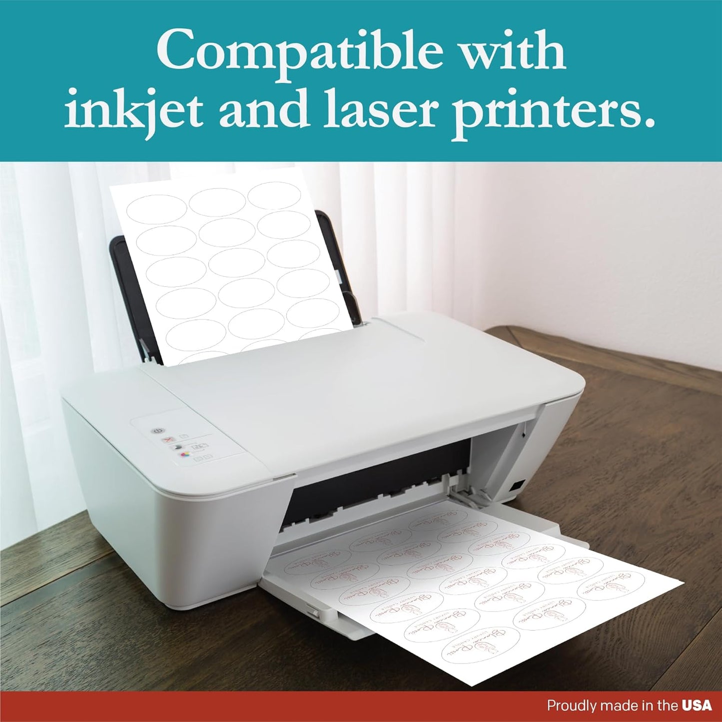 Premium Label Supply White Sticker Oval Labels – 2.5" x 1.5" Oval – Laser/Inkjet Compatible – (18 per Sheet), 25 Sheets – 450 Total Adhesive Labels