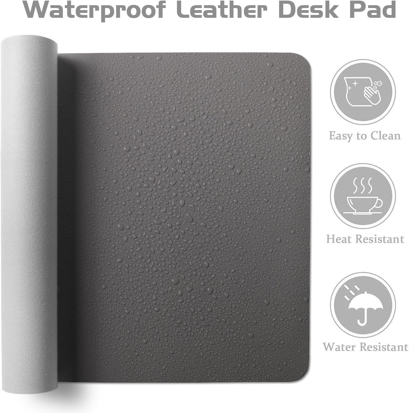 Aothia Leather Desk Pad Protector, Office Mat, Large Mouse Pad, Laptop Desk Pad, Non-Slip PU Leather Blotter, Waterproof Writing Pad for Office and Home (Gray, 47" x 17")
