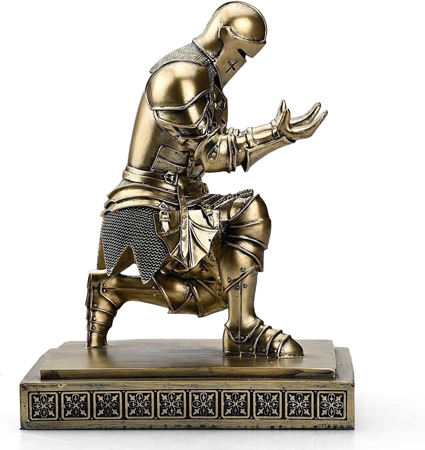 Medieval Armored Warrior Knight Pen Holder Desk Organizers and Accessories Resin Pencil Holder Paperweight as Gift with a Cool Letter Opener for Desk (Bronze)