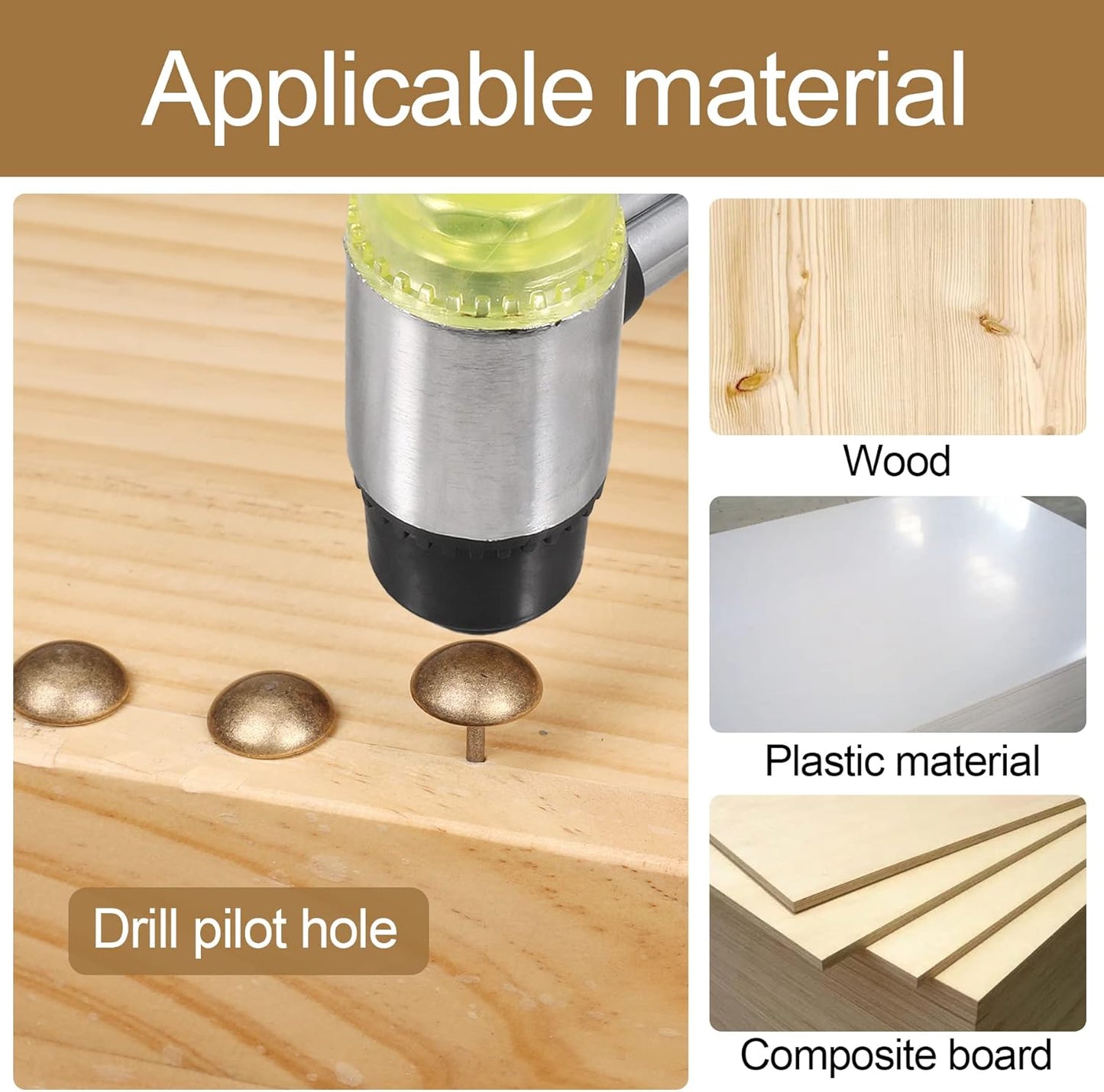 Retro Solid Pure Brass Tacks as Antique Upholstery Tacks for Furniture, Decorative Push Pins for Wood,Carpet Tacks,Hardware Tacks,Cap Tacks,Thumb Tacks,Brass Fasteners(7/10",18mm Brozen Color,10 Pcs)