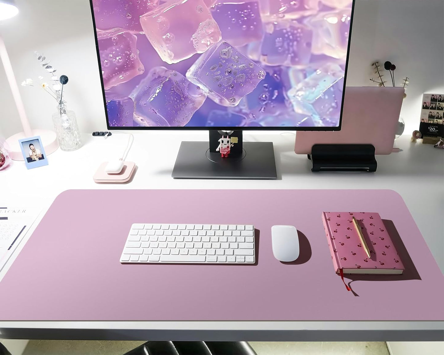 Bloss Purple Desk Mat, Leather Desk Pad, Desk Matt for Desktop, Waterproof Desk Pad Mat, Computer Mat for Office Work/Home/Decor/Desk Protector/Cover(31.5 x 15.7 Inches)