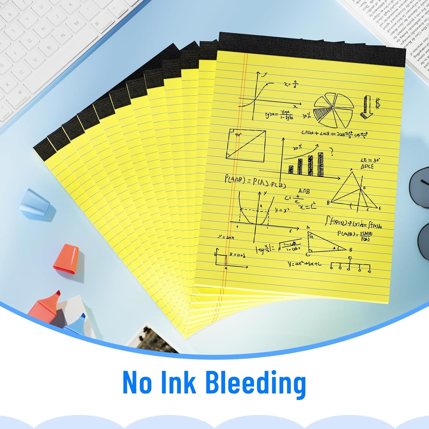 12pcs Legal Pads 8.5 x 11, Notepads 8.5 x 11 College Ruled Notebook, Writing Pads of Paper,Yellow Note Pads, Memo Pad Papers Perforate Legal Notepads Narrow Ruled Line,30 Sheets/Pack