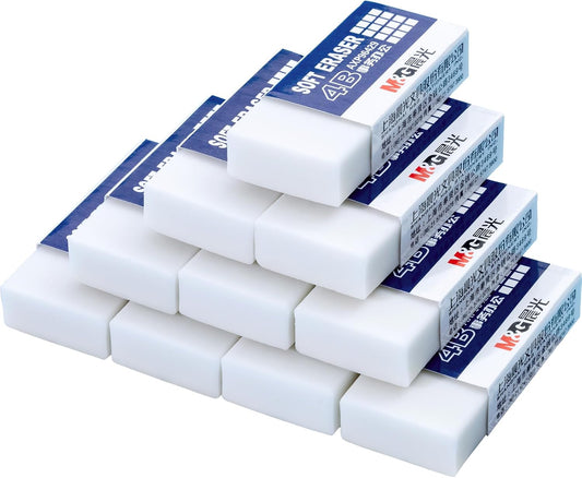 M&G 30 Pack Large Erasers Pencil Erasers, 4B White Rubber Eraser Rectangular Bulk for Kids School Students Office, Art Erasers for Drawing