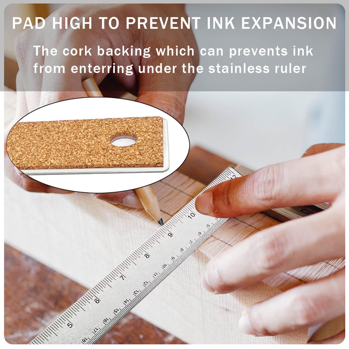 3 Pcs 6 Inch Metal Ruler Stainless Steel Metal Ruler with Cork Backing, Non-Slip Rulers with Inch and Centimeters, Straight Edge Cork Base Rulers for Student School Office Drafting Tools