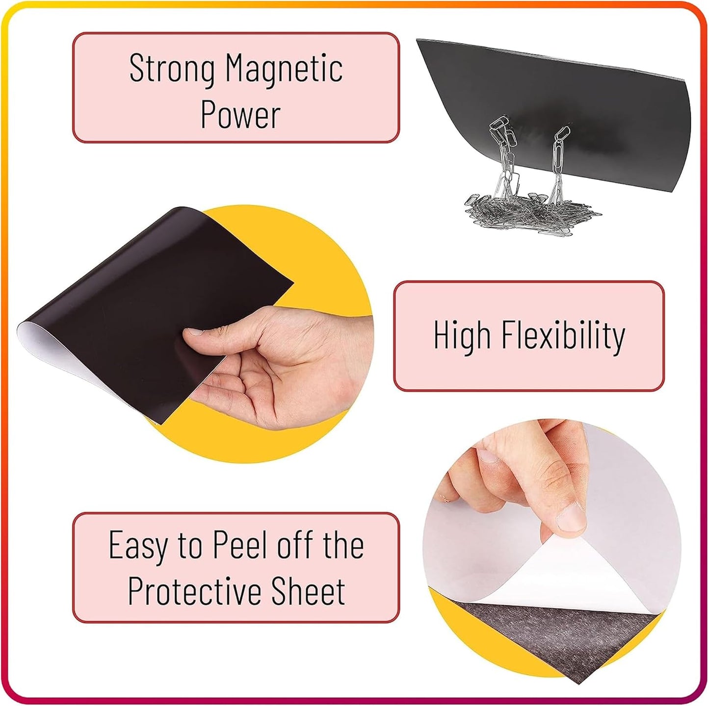 Business Card Magnets Peel and Stick 2" x 3.5"- 50 Strong Magnetic Sheets with Adhesive Backing to Make Flexible Magnet Self Sticky Dots for School Classroom Board, Fridge, Photos, Crafts