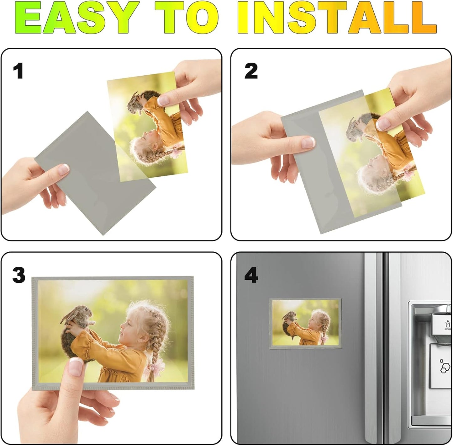 Sliver-Grey Magnetic Picture Frame 4X6 for Refrigerator 10 Pack,Photo Magnets Sleeves