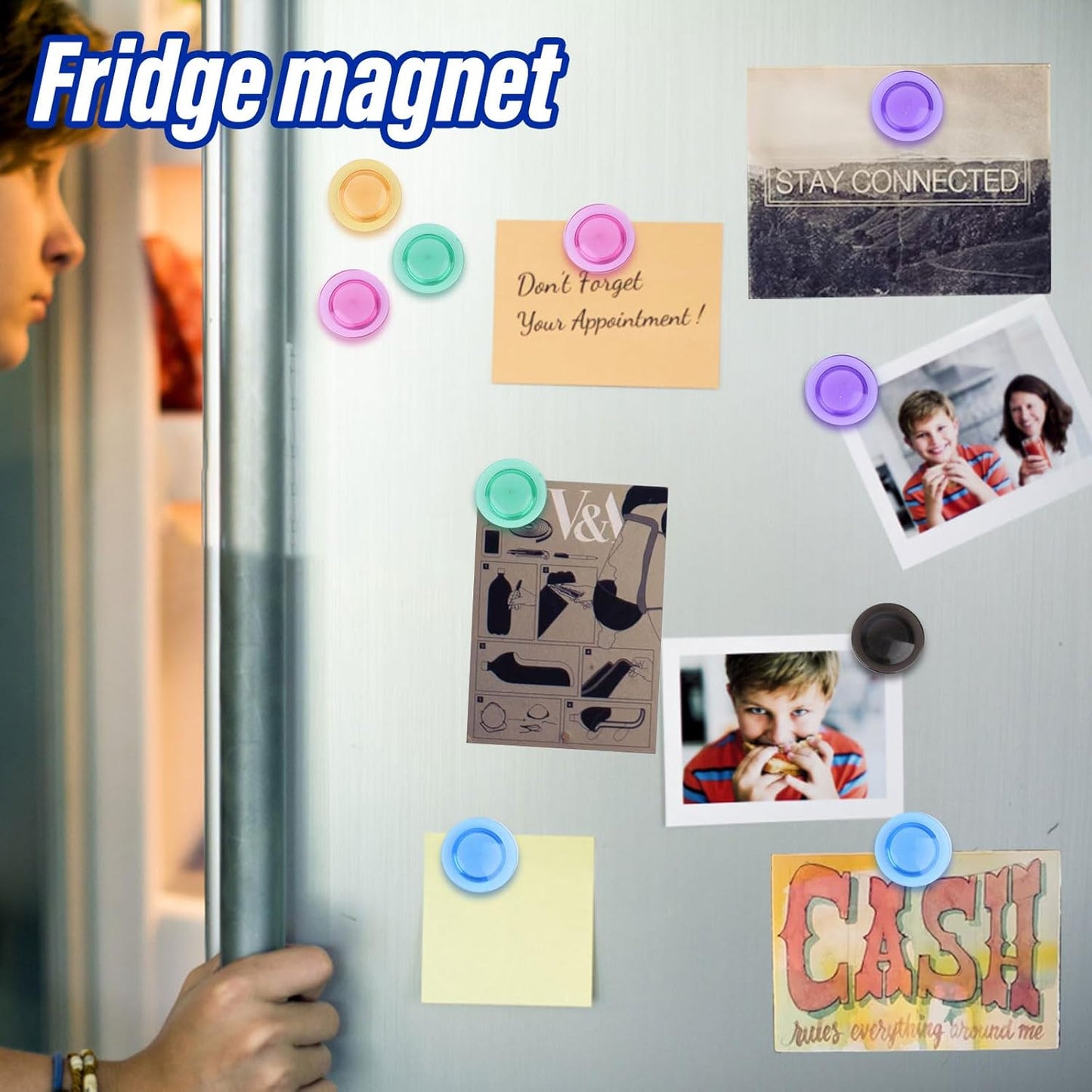 42 Pack Fridge Magnets,30MM Refrigerator Magnet, 7 Colors Colorful Locker Magnets, Strong Small Magnet for Whiteboard, Map, Kitchen, Office