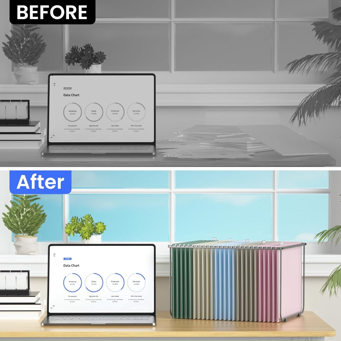 Hanging File Folders Letter Size, 25 Pack File Organizer Folders, 1/5-Cut Tabs with Hanging File Folder Frame, Heavy Duty No Extension, Stay Organized for Your Home and Office Bulk File