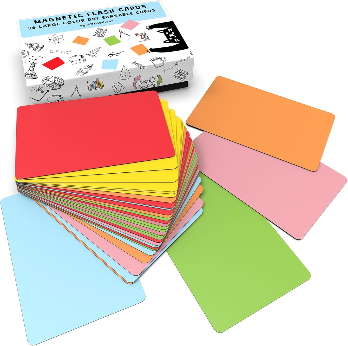 Dry Erase Magnetic Labels 5.6 x 3.7 in, Solid Colors, Large Dry Erase Magnets, 36-Pack, Colored Erasable Write-On All-Purpose Labels, for Office, Education, Home, Whiteboard