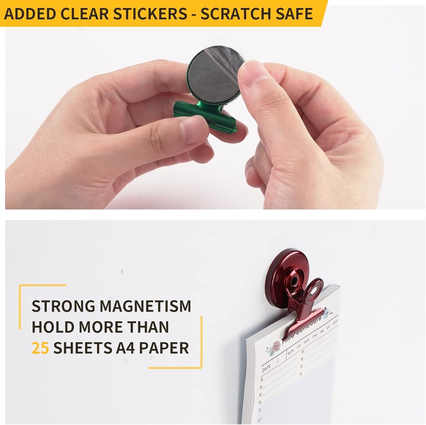 VNDUEEY 20 Pack Magnetic Paper Clip Dispenser Holder, Paperclip Dispenser for Desk, School, Office, Fridge Magnets Refrigerator Magnets, Magnet Clips for Whiteboard Locker (White)