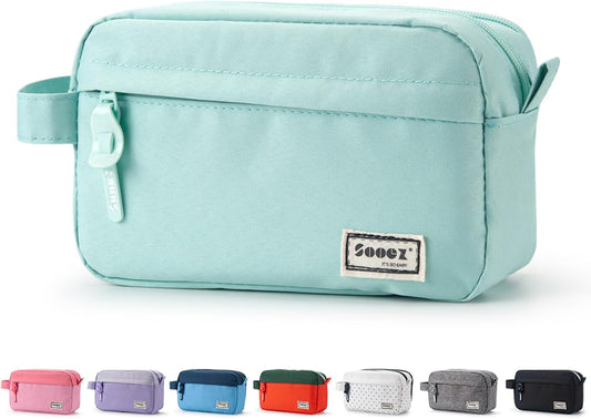 Sooez Original High Capacity Pencil Case, Big Pencil Bag Pouch Box Organizer Pen Case, Portable Journaling Supplies with Easy Grip Handle & Loop, Aesthetic Supply for Girls Adults, Mint Green