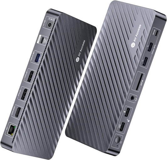 Docking Station Triple Monitor, 4K@60Hz (2 DP + 1 HDMI), 100W Laptop Charging, 10Gbps USB-C/A, Ethernet, Audio, SD, Plug & Play USB-C Dock for MacBook/Chrome/Dell/HP/Lenovo