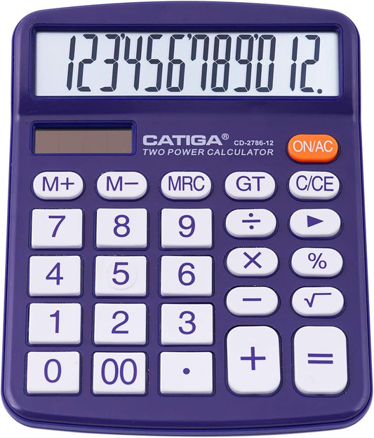Desktop Calculator 12 Digit with Large LCD Display and Sensitive Button, Solar and Battery Dual Power, Standard Function for Office, Home, School, CD-2786 (Purple)