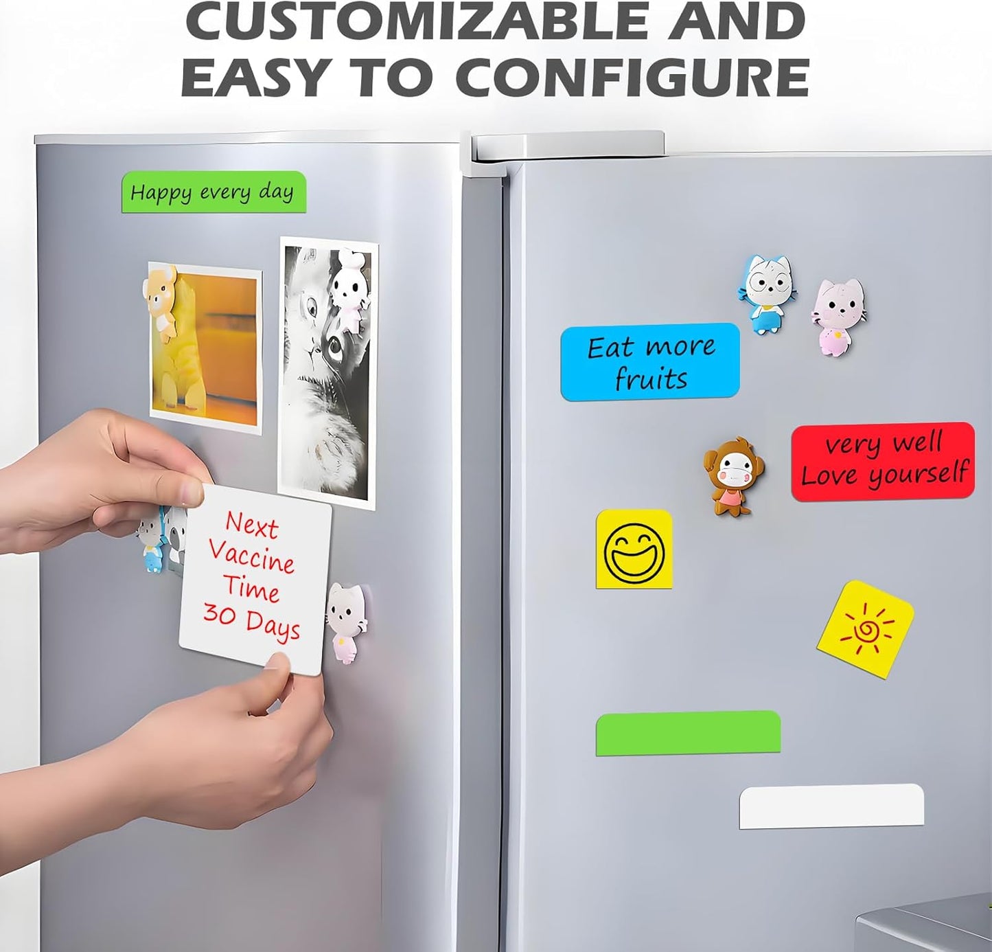 Realth Dry Erase Magnetic Labels Blue (2'' × 4'' 40 Pcs),Blank Reusable Magnet Stickers, Magnets for Whiteboard, Washable Magnetic Sheets for Classroom Fridge Office, Name Tags for Teachers Students