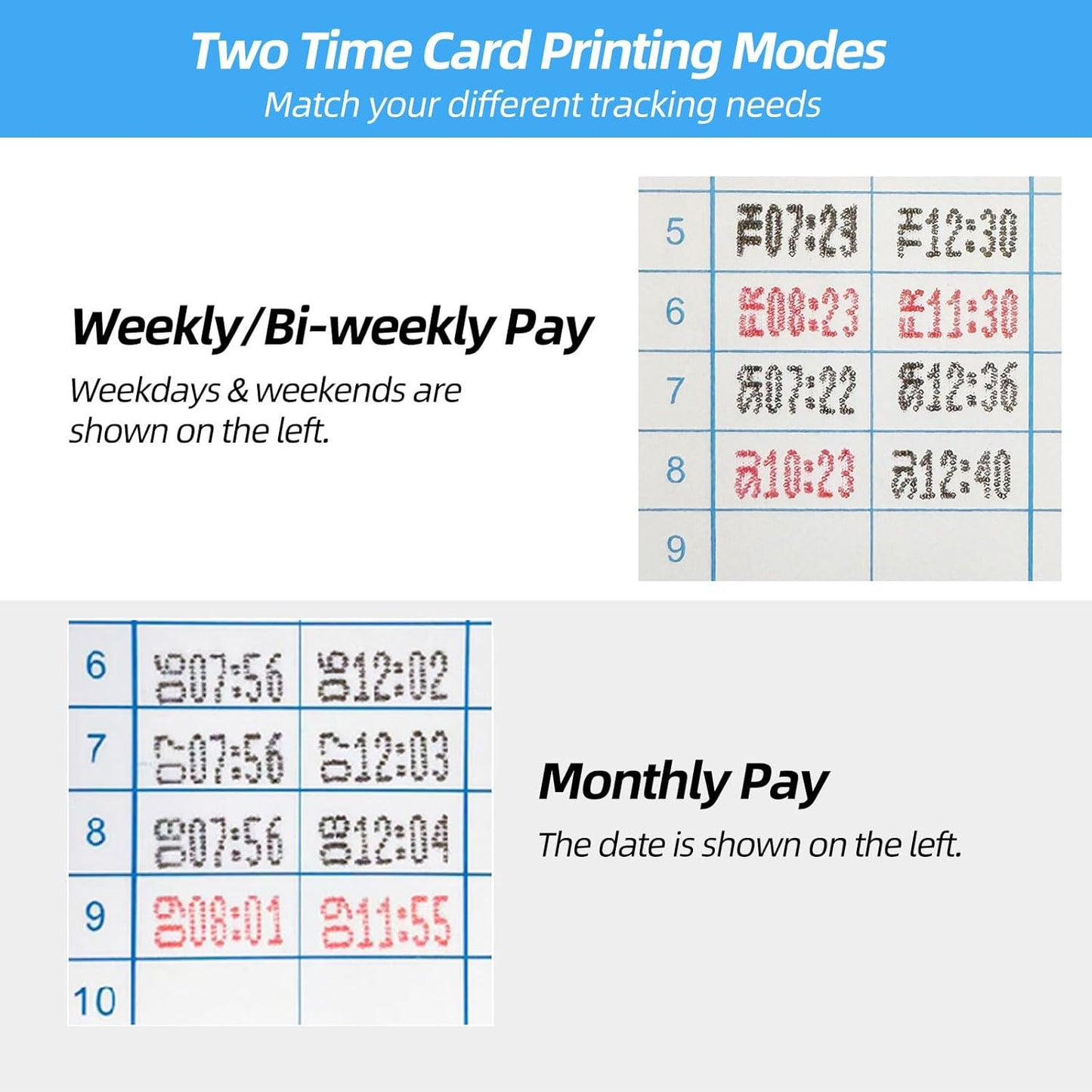 Time Clock Bundle with 200 Time Cards, 4 Ink Ribbons, 2 Ten-Slot Time Card Racks, & 2 Security Keys, Auto-Align Employee Time Clocks for Small Business