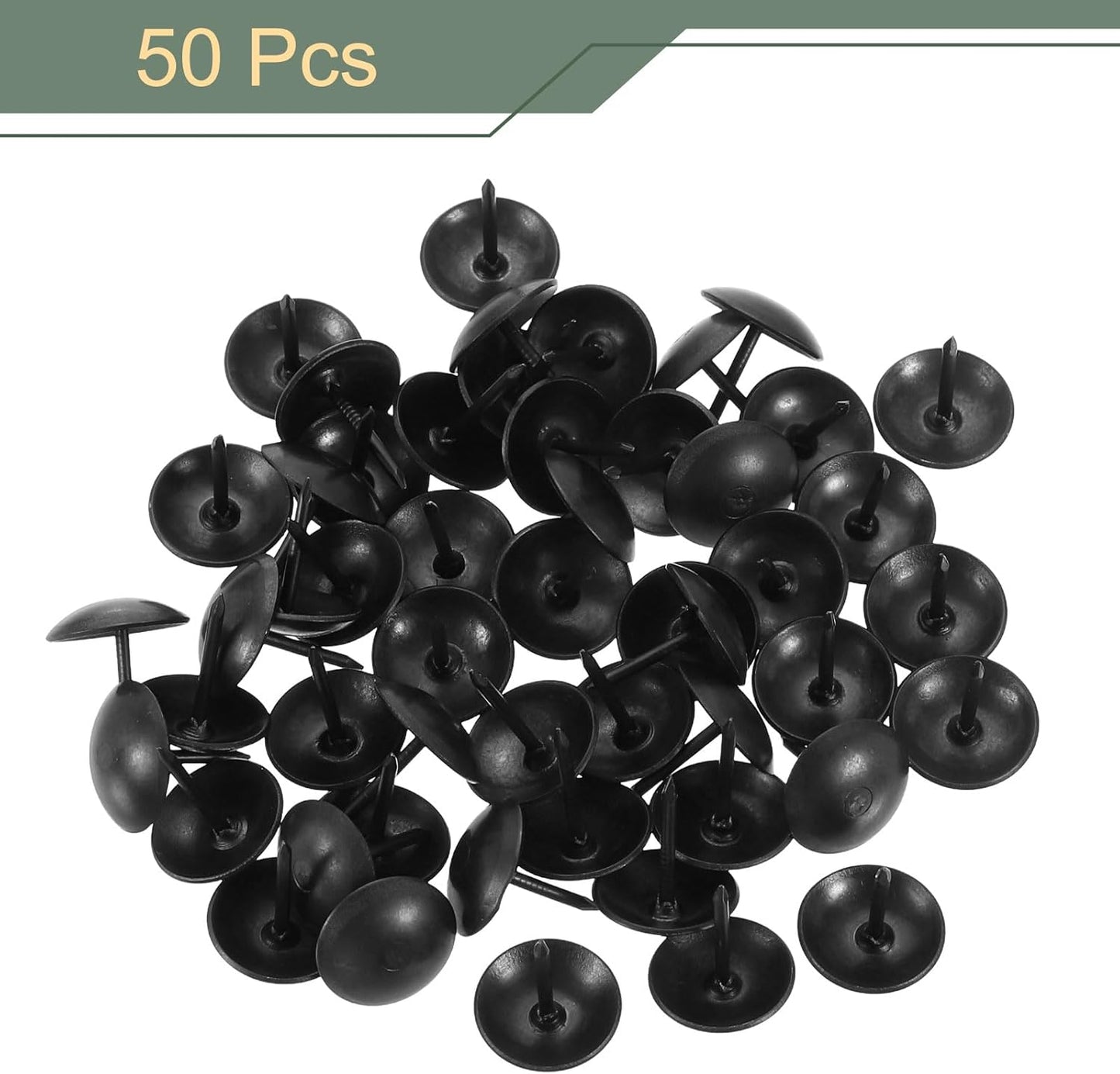 uxcell 50 Pcs Upholstery Tacks, 12 x 13mm Round Head Upholstery Nails Pins Vintage Decorative Furniture Tacks for Chairs Sofas Beds DIY Project, Black
