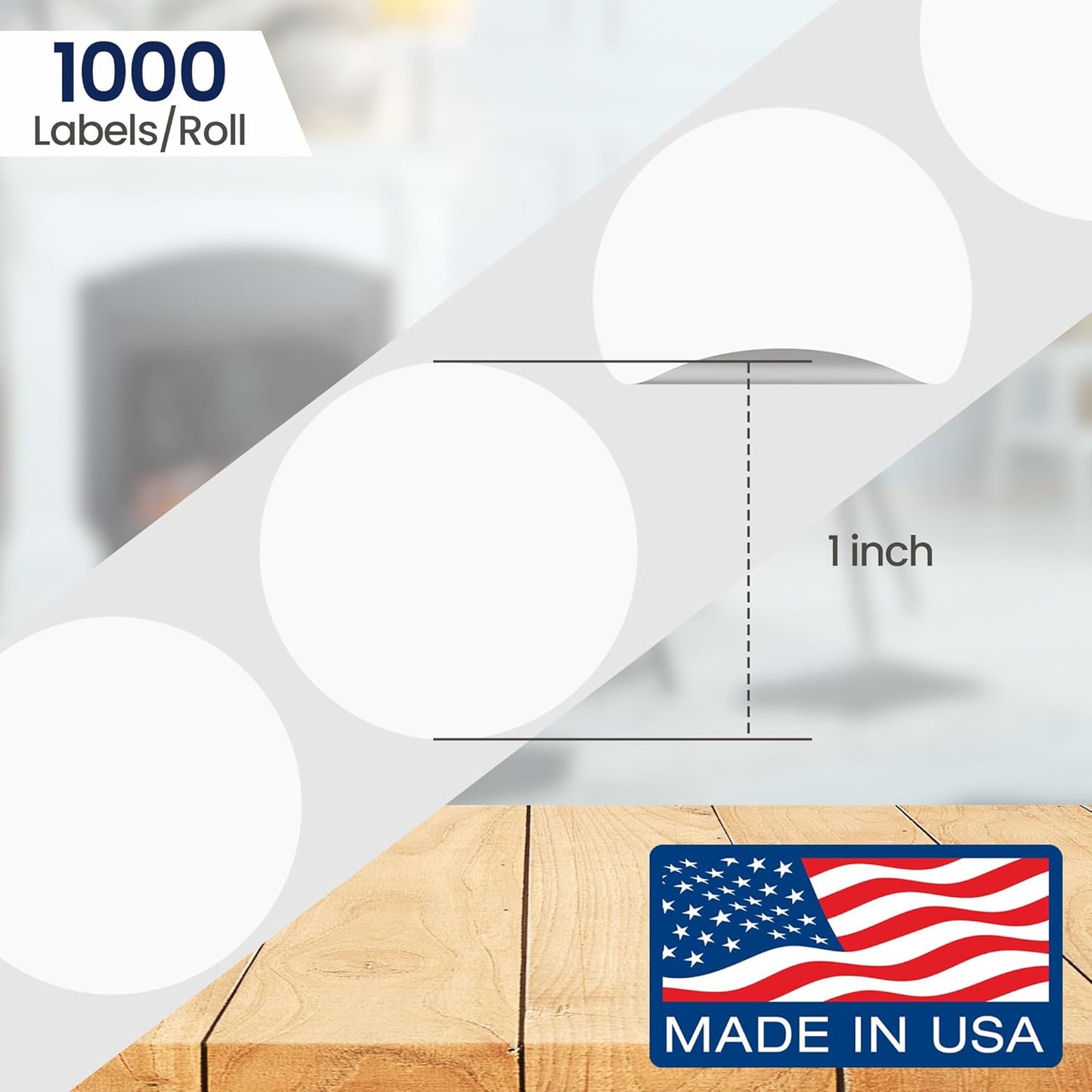 Perco White 1-Inch Round Circle Dot Sticker Labels with Removable Adhesive – 1,000 Labels per Roll – Versatile, Vibrant Colors, Reliable Hold, No Residue, Perforated for Convenient Use – Made in USA