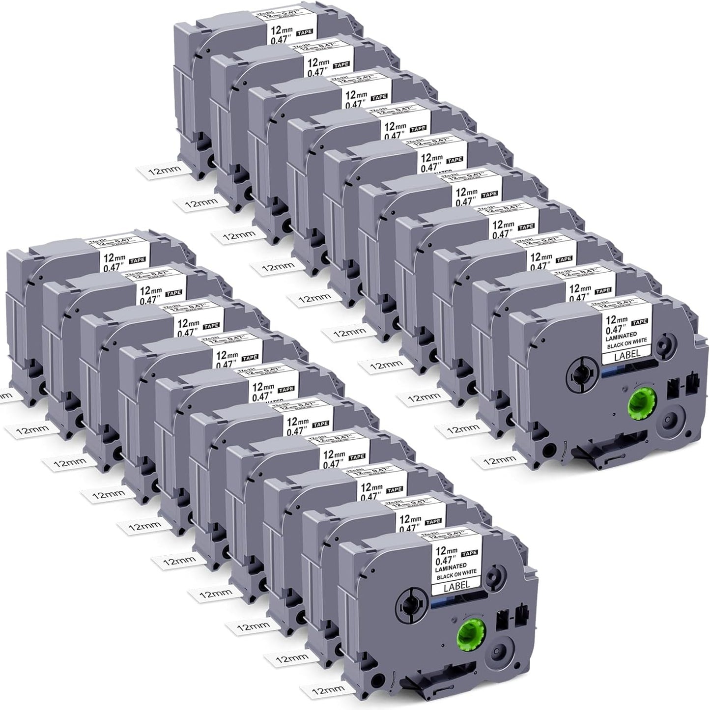 20PK Compatible with Brother Label Maker TZe-231 TZe Tz Tape 12mm 0.47 Laminated White P Touch Label Tape, Compatible wit