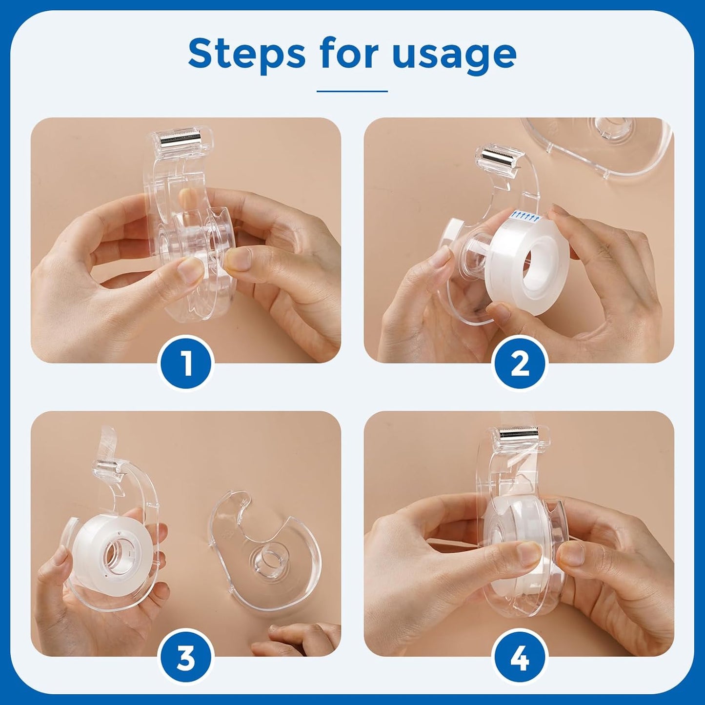 ALSISK Transparent Tape with Dispenser and Refills,Clear Tape for Home,School and Office Supplies,0.7x1000 Inch, 8 Pack