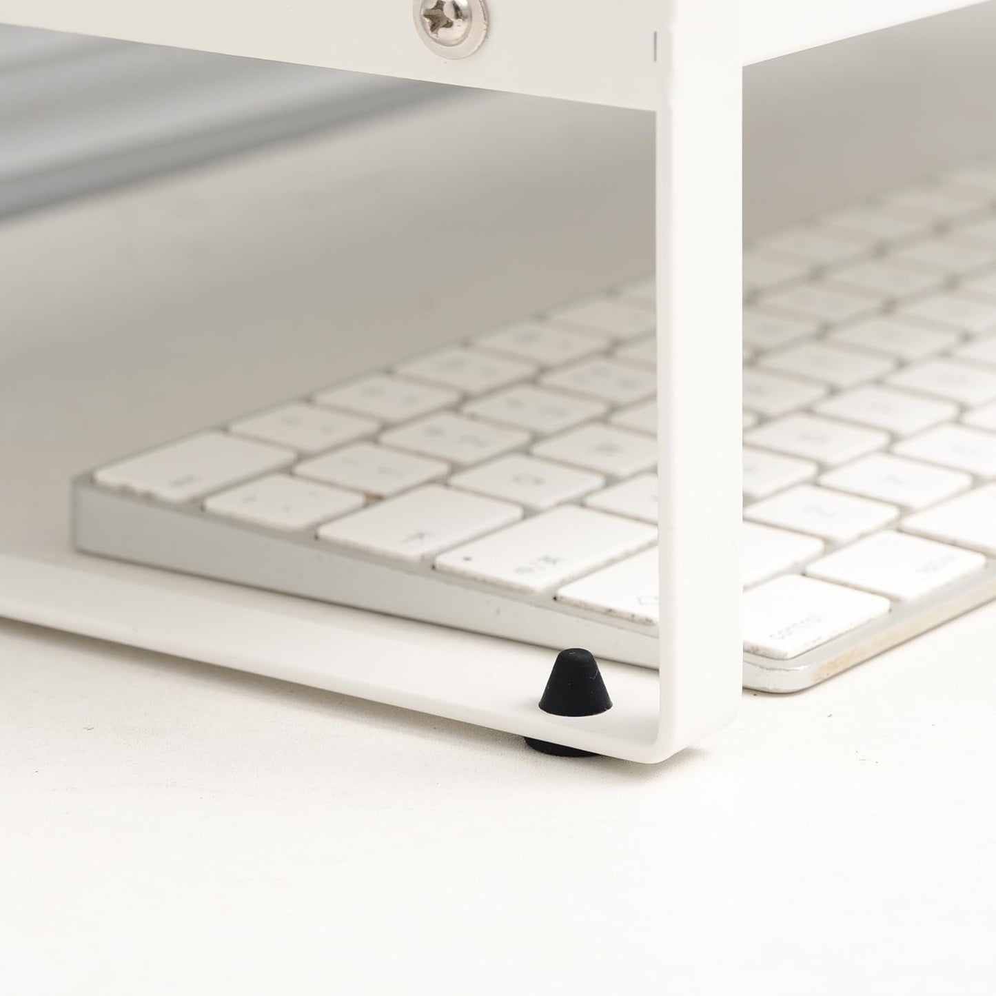 Adjustable Metal Monitor Stand - 11.6"-21.3" Ergonomic Desktop Riser for Computer/Laptop/TV, Heavy-Duty Office Shelf with Space-Saving Design (White)