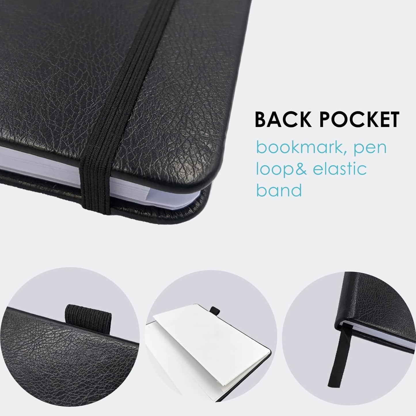 Elegant Password Book with Alphabetical Tabs - Hardcover Password Book for Internet Website Address Login - 5.2" x 7.6" Password Keeper and Organizer w/Notes Section & Back Pocket (Black)