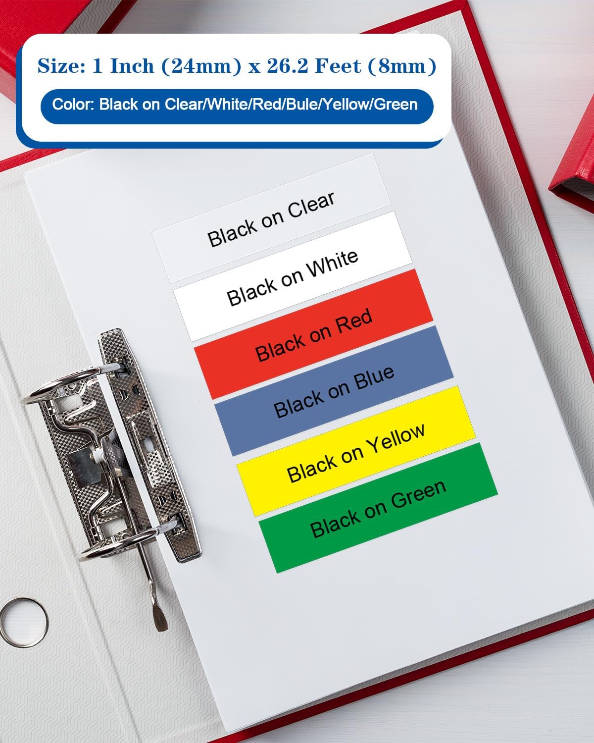 6-Pack TZe TZ Tape 24mm 0.94 Laminated Colored Compatible for Brother P Touch Label Maker Tape TZe-251 151 451 551 651 751 Refills for PT-D600 P700 P710BT PT-D610BT P910BT PT-P750W, 1 Inch x 8m