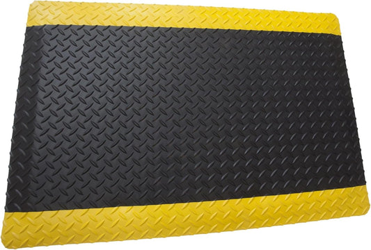 Rhino Mats, American Classic Diamond Anti-Fatigue Mats, Industrial Ergonomic Comfort Standing Mat for Work, Home, Garage, Office, Kitchen or Anywhere (Black/Yellow 1" Thick, 3 FT. x 25 FT.)
