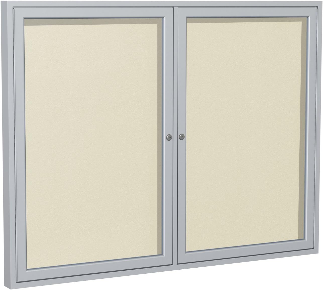 Ghent 48"x60" 2-Door Outdoor Enclosed Vinyl Bulletin Board, Shatter Resistant, with Lock, Satin Aluminum Frame - Ivory (PA24860VX-185), Made in the USA
