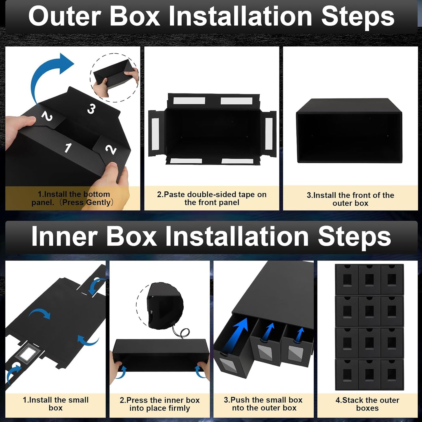 14400+ Card Storage Box, 2700+ Toploader Storage Box for Commander Display,with 72 Dividers, Labels & Tapes,Fit for TCG, PTCG, MTG