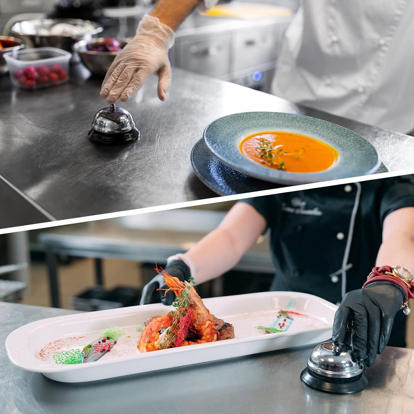 Yexiya 100 Packs Call Bell 3.35 Inch Diameter with Metal Anti-Rust Construction Service Bell for Hotels, Schools, Restaurants, Reception Areas, Hospitals, Warehouses